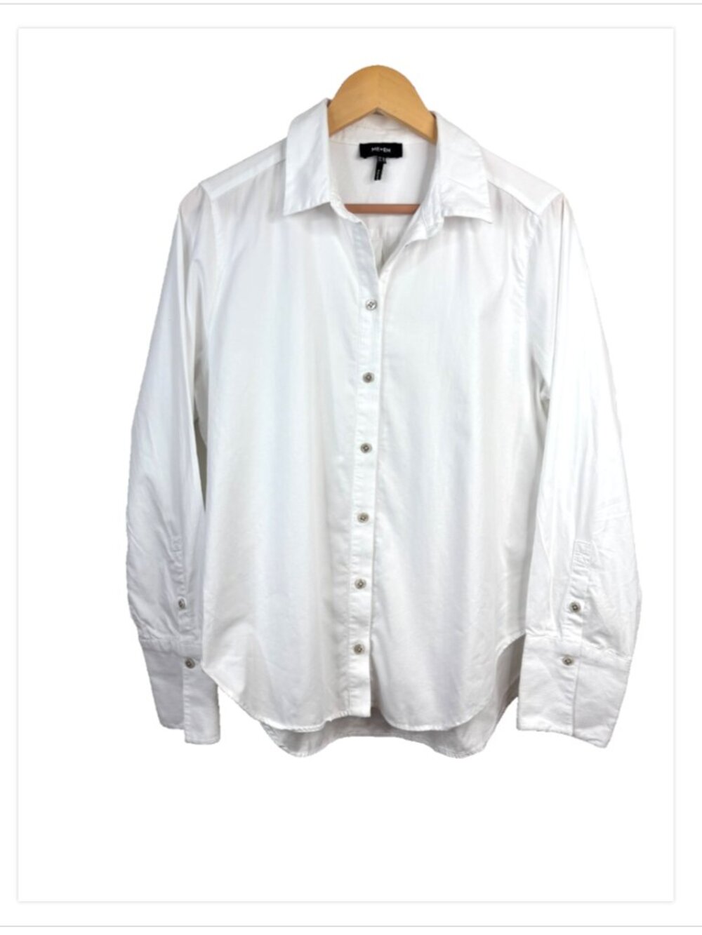 ME+EM White Contrast Cuff Layering Shirt Cotton Poplin Button Down US 10 SS24